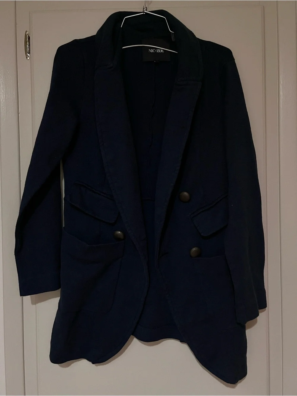 Nic+Zoe Navy Double-Button Blazer Jacket • medium